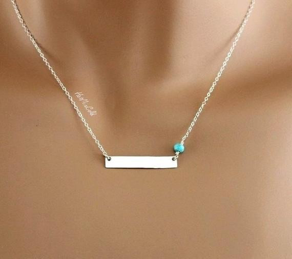 Bar Necklace Silver
 Silver Bar Necklace Personalized Monogram Horizontal by