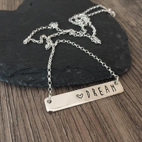 Bar Necklace Silver
 Silver Bar Necklace hand stamped necklace sterling silver