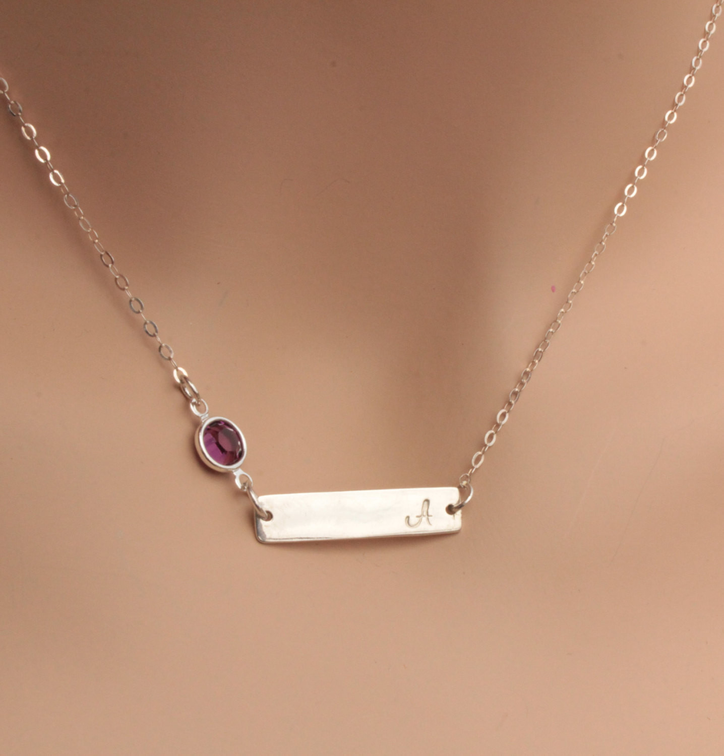 Bar Necklace Silver
 sterling silver bar initial necklace silver bar birthstone