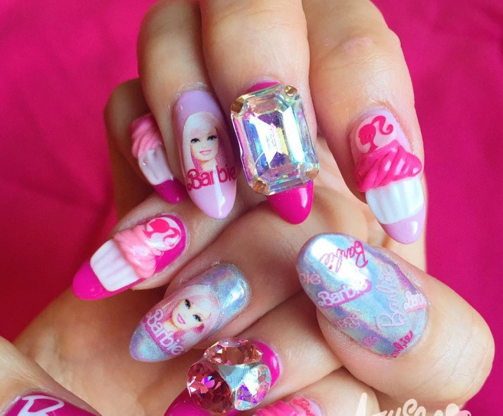 Barbie Pink Glitter Nail Art Ideas - wide 7