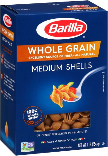 Barilla Whole Grain Spaghetti
 Barilla Whole Grain Pasta Medium Shells 16 Oz