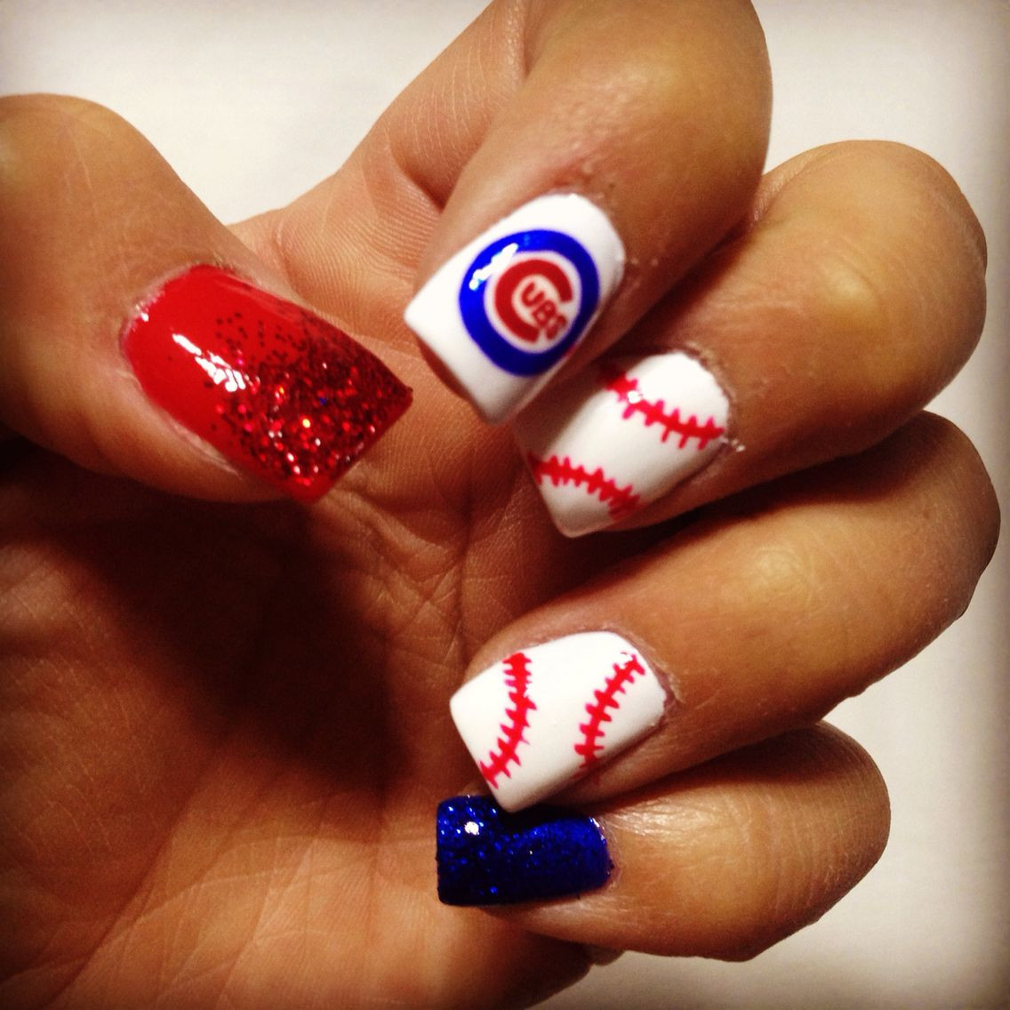 Baseball Nail Art
 Chicago Cubs nails in 2019