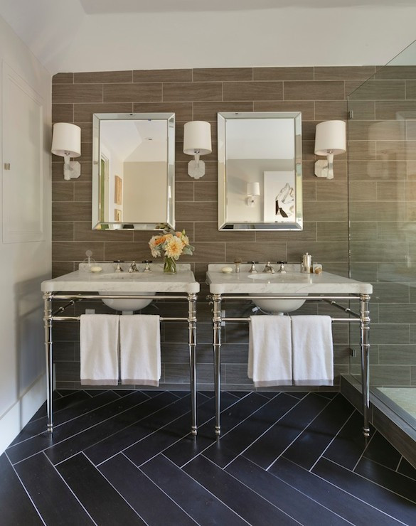 Bathroom Floor Designs
 Wood Grain Tiles Contemporary bathroom Ann Lowengart