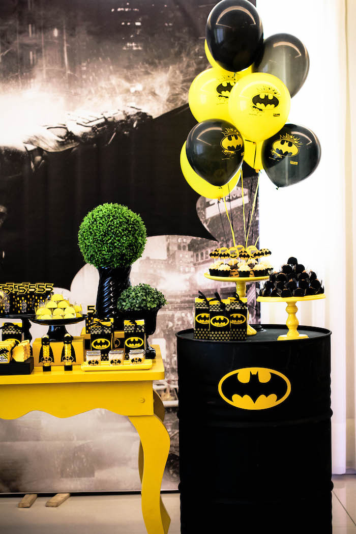 Batman Birthday Decorations
 Kara s Party Ideas Black and Yellow Batman Birthday Party