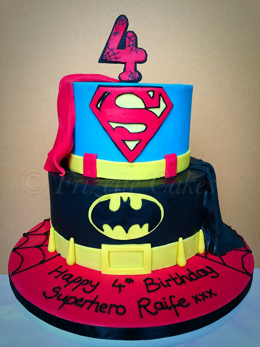 Batman Birthday Party Ideas 4 Year Old
 Superhero birthday cake for a 4 year old boy Superman and