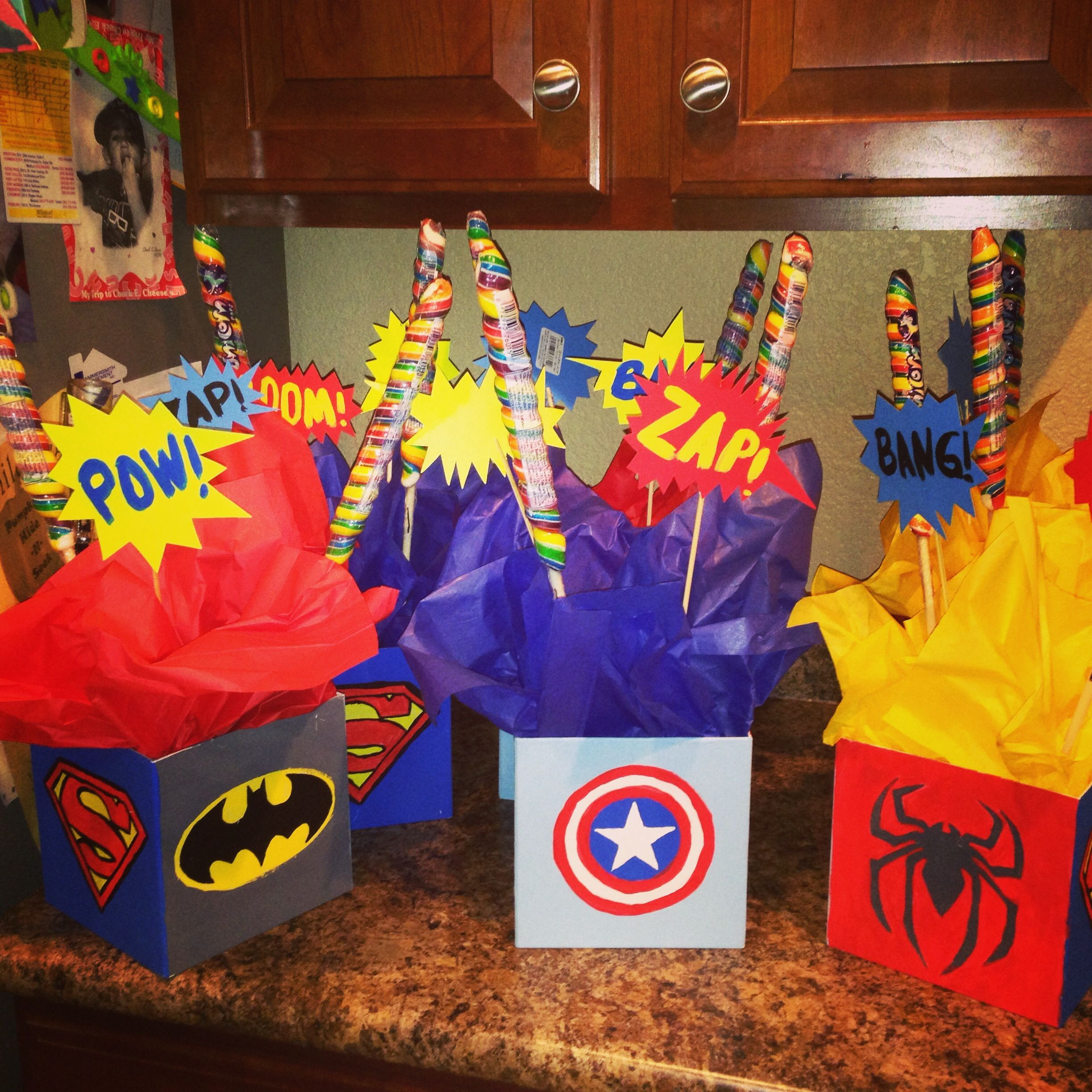 Batman Birthday Party Ideas 4 Year Old
 Superhero party center pieces for my 5 year old son