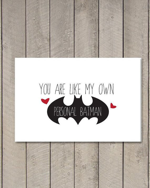 Batman Gift Ideas For Boyfriend
 Printable Valentine s Day Batman Card I by