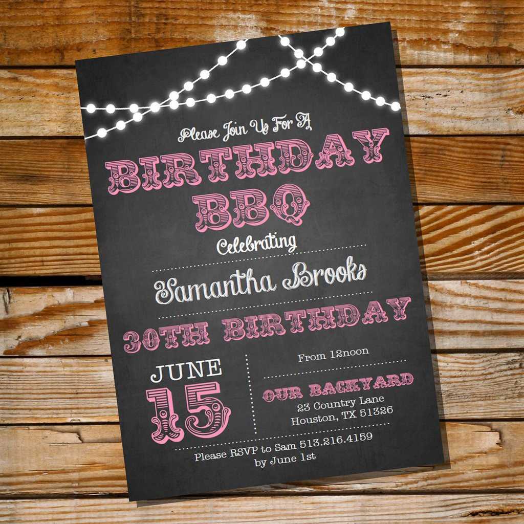 Bbq Birthday Invitations
 Chalkboard Pink BBQ Birthday Invitation – Sunshine Parties