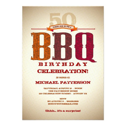 Bbq Birthday Invitations
 Milestone Birthday BBQ Celebration Invitation 5" X 7