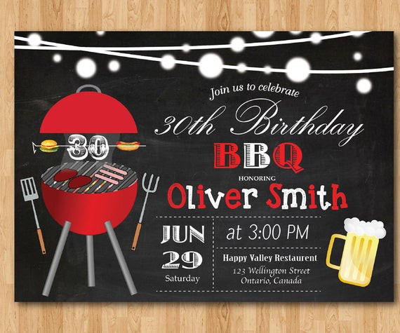 Bbq Birthday Invitations
 BBQ Birthday Invitation Chalkboard Backyard Beers Barbecue