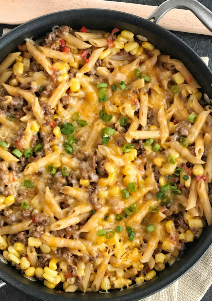 Bbq Dinner Ideas
 30 minutes one pan BBQ Beef Pasta Skillet To her as