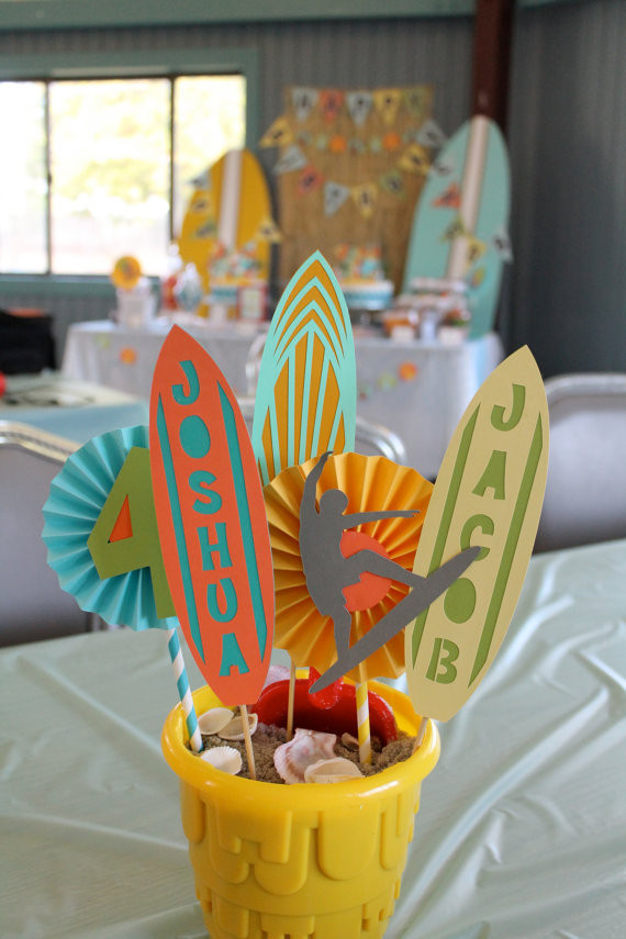 Beach Party Decorations Ideas
 beach party centerpiece surfer party centerpiece teen