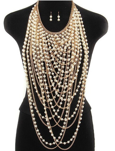 Beaded Body Jewelry
 New 2 Colors Beaded Chain Scarf Pendant Center La s Vest