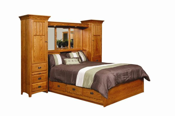 Bedroom Pier Wall Units
 Amish Monterey Pier Wall Bed Unit with Platform Storage
