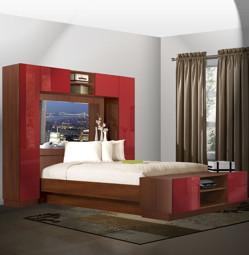 Bedroom Pier Wall Units
 Chilton Pier Wall Bed with Mirrored Headboard