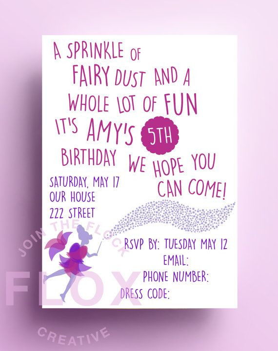 Best Birthday Invitations
 Fairy Birthday Party invitation Download PDF personalised