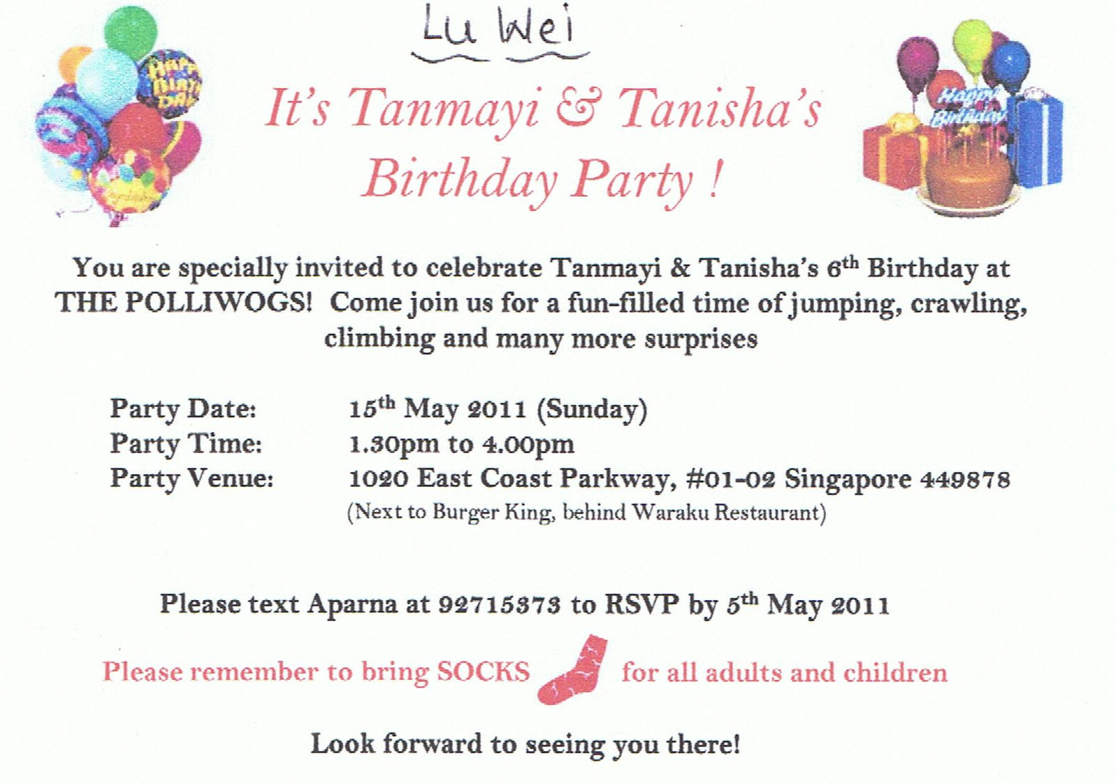Best Birthday Invitations
 Singapore Our Home Friends Birthday Invites 2011