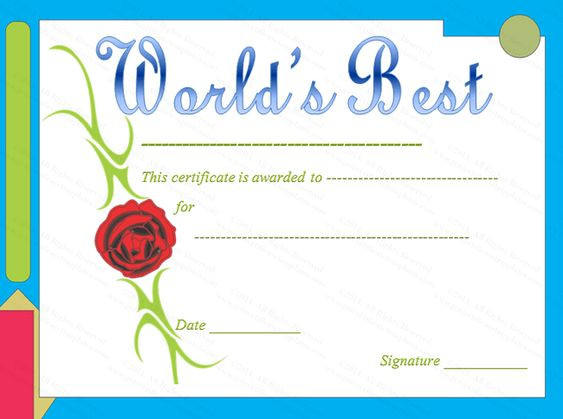 Best Gift Certificate Ideas
 Red Rose Themed World s Best Award Certificate Template