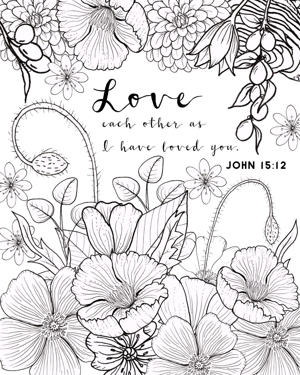 Bible Coloring Book For Adults
 John 15 12 Coloring Page Love Coloring Page by