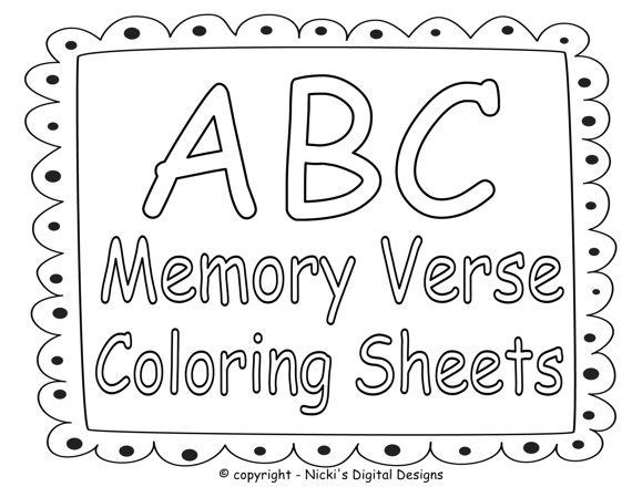 Bible Verse Coloring Pages For Toddlers
 ABC Bible Memory Verse Coloring Sheets by