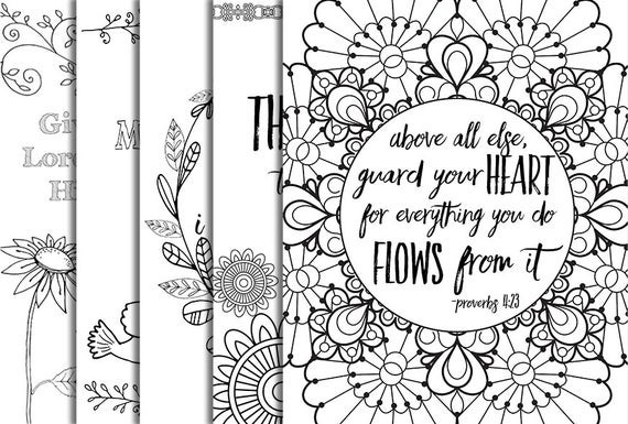 Bible Verse Coloring Pages Free Printable
 5 Bible Verse Coloring Pages Set 1 Inspirational Quotes DIY