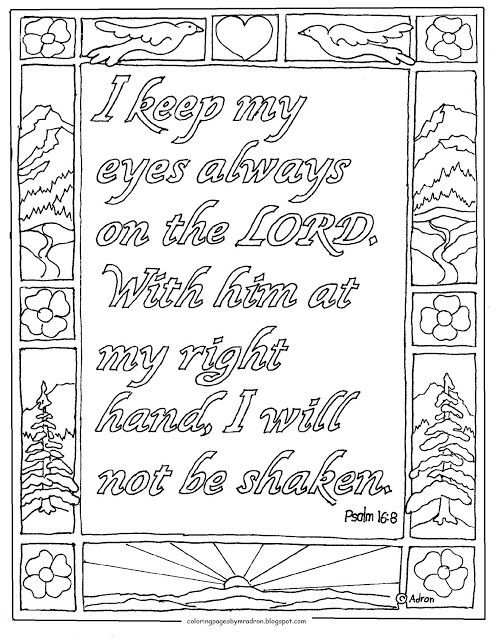 Bible Verses Coloring Pages For Adults
 Coloring Pages for Kids by Mr Adron Psalm 16 8 Printable