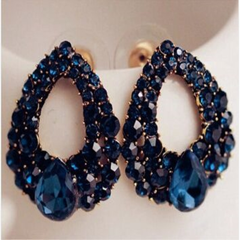 Big Earrings Studs
 2017new Natural fashion Blue Zircon big earrings jewelry