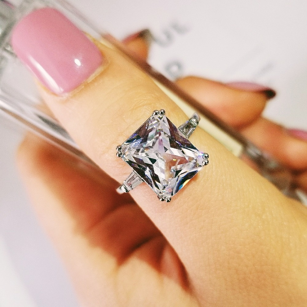 Big Princess Cut Engagement Rings
 925 Sterling Silver Hot Selling New Exaggerated Princess