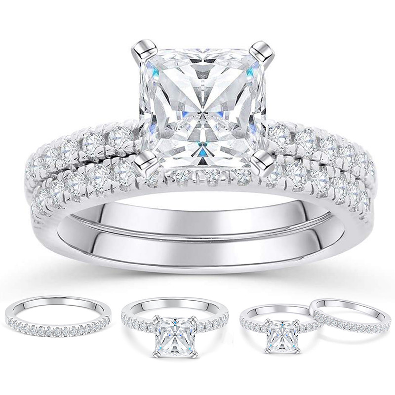 Big Princess Cut Engagement Rings
 TONGLiN Personalized 925 silver big princess cut 7mm Amore