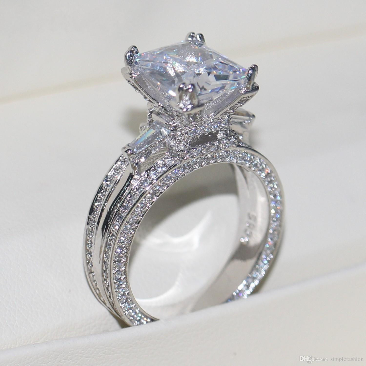 Big Princess Cut Engagement Rings
 2019 Vecalon Women Big Jewelry Ring Princess Cut 10ct