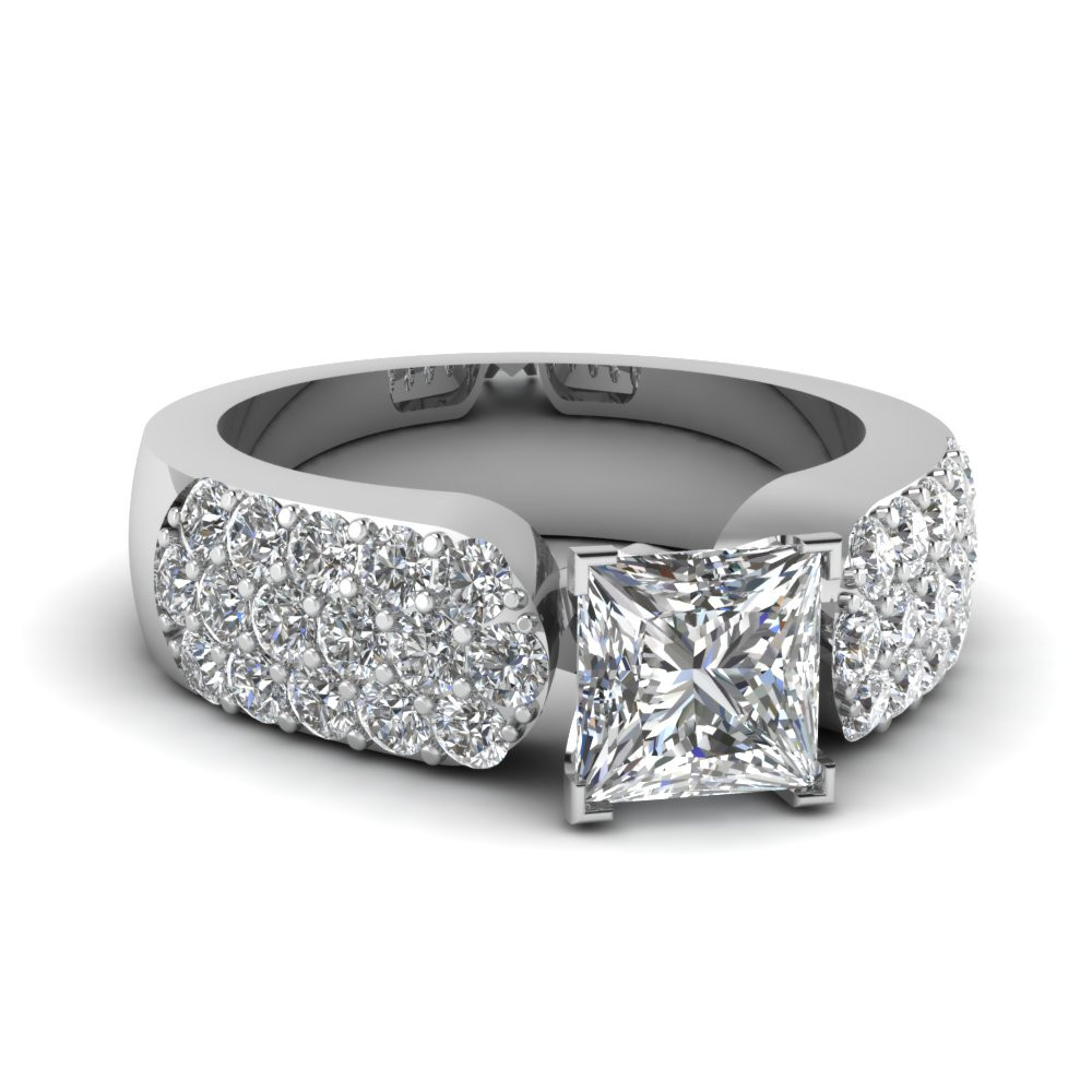 Big Princess Cut Engagement Rings
 Pave Accented 2 Ct Princess Cut Diamond Big Engagement