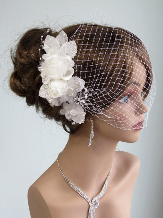 Birdcage Wedding Veils And Headpieces
 Wedding Headpiece with Bridal Birdcage by BridalWorldAccessory