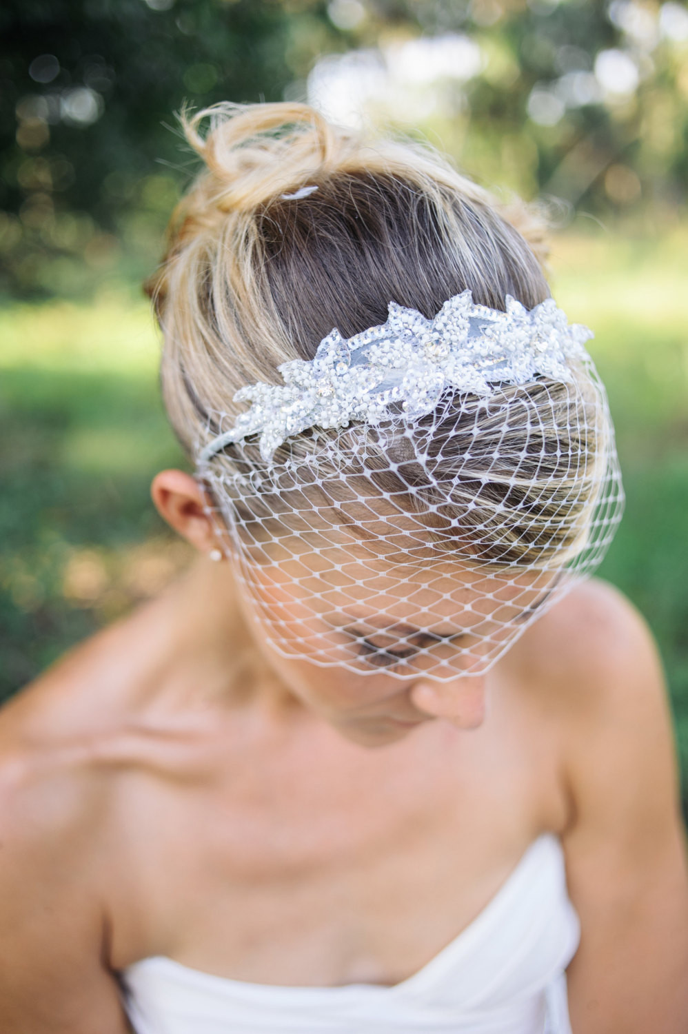 Birdcage Wedding Veils And Headpieces
 wedding veils Birdcage veil headband with beaded applique