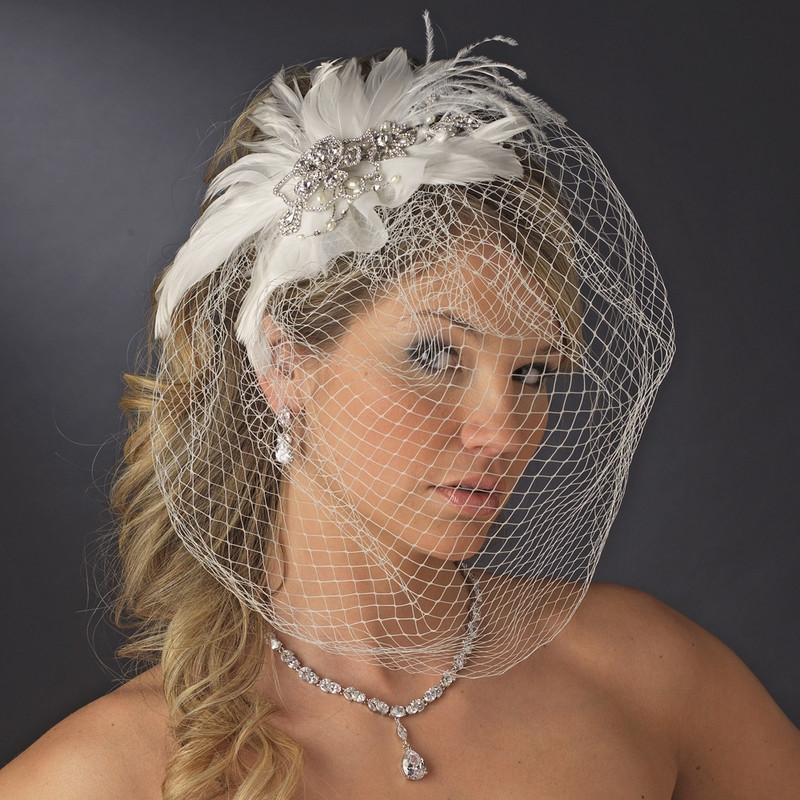 Birdcage Wedding Veils And Headpieces
 Wholesale Vintage Bridal Feather Headpiece Clip with