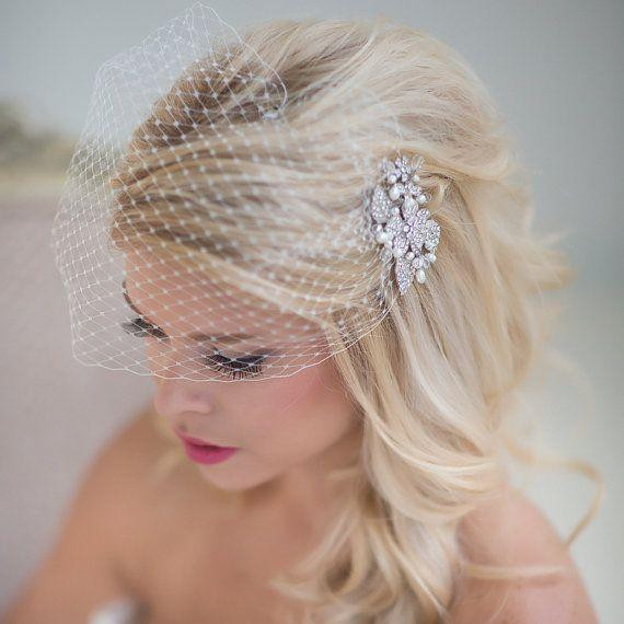 Birdcage Wedding Veils And Headpieces
 2015 White Birdcage Veils Pearl Face Veiled Wedding Hair