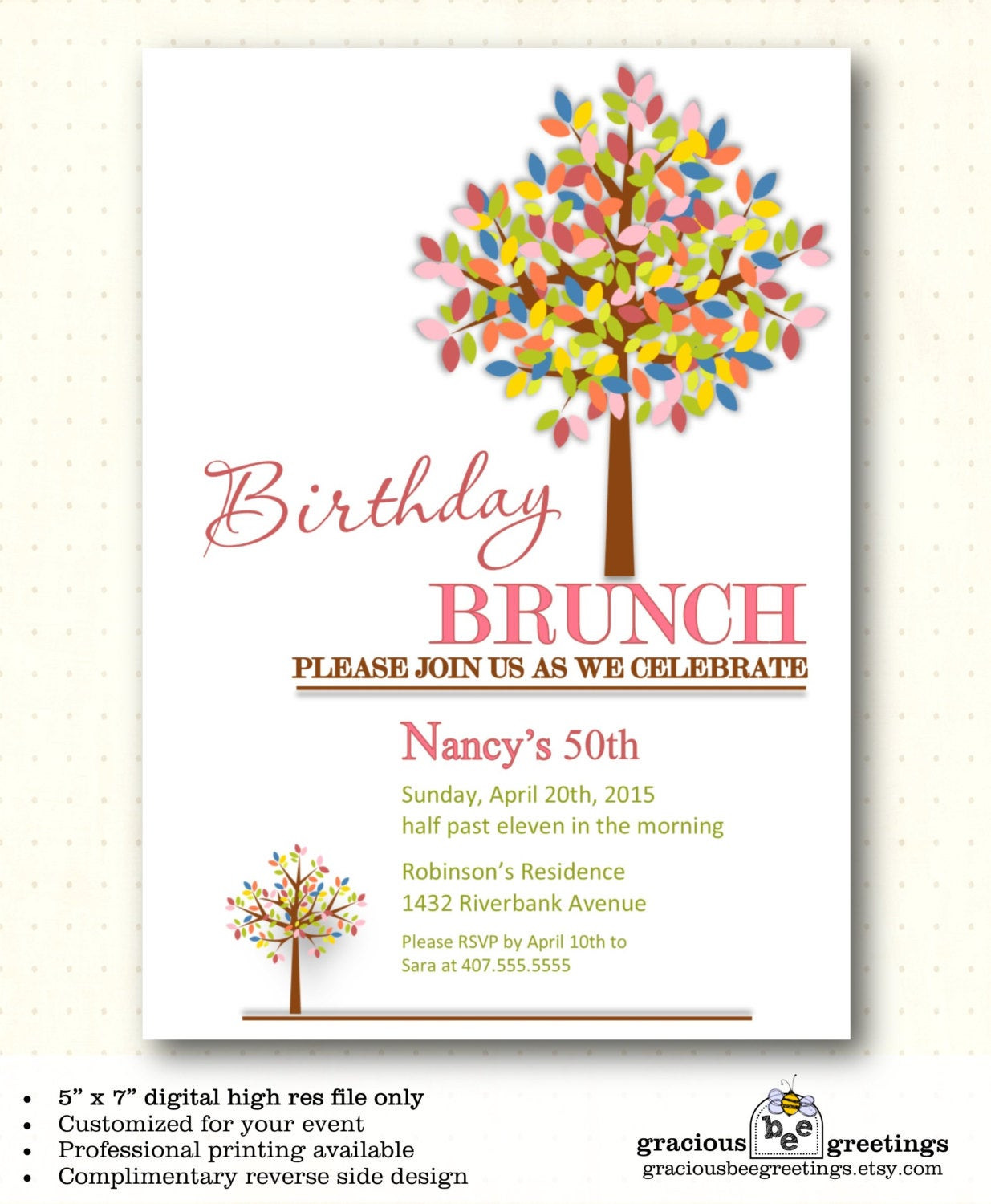 Birthday Brunch Invitations
 Adult Birthday Party Invitation milestone 30th 40th 50th