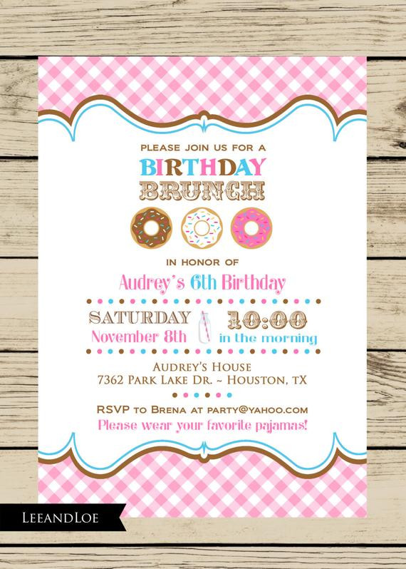 Birthday Brunch Invitations
 Items similar to Girl Birthday Party Brunch Invitation