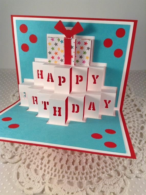 Birthday Cake Cards
 Happy Birthday Cake pop up card by KristysLittleShop on Etsy