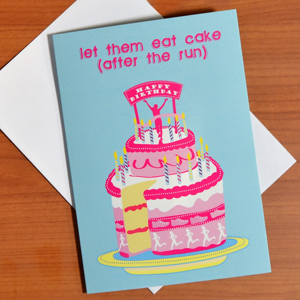Birthday Cake Cards
 Runner s Birthday Cake Greeting Card