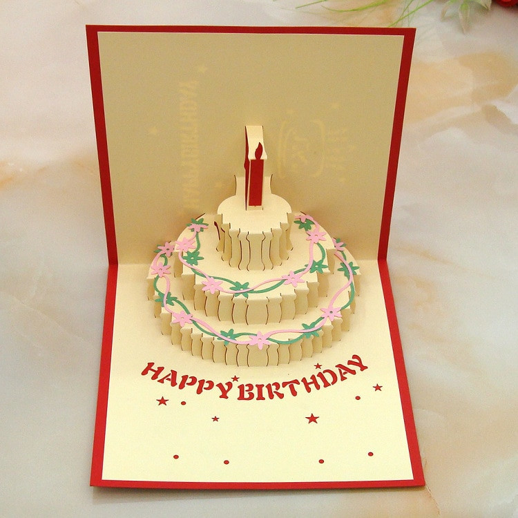 Birthday Cake Cards
 3D Handcrafted Origami Birthday Cake Candle Design