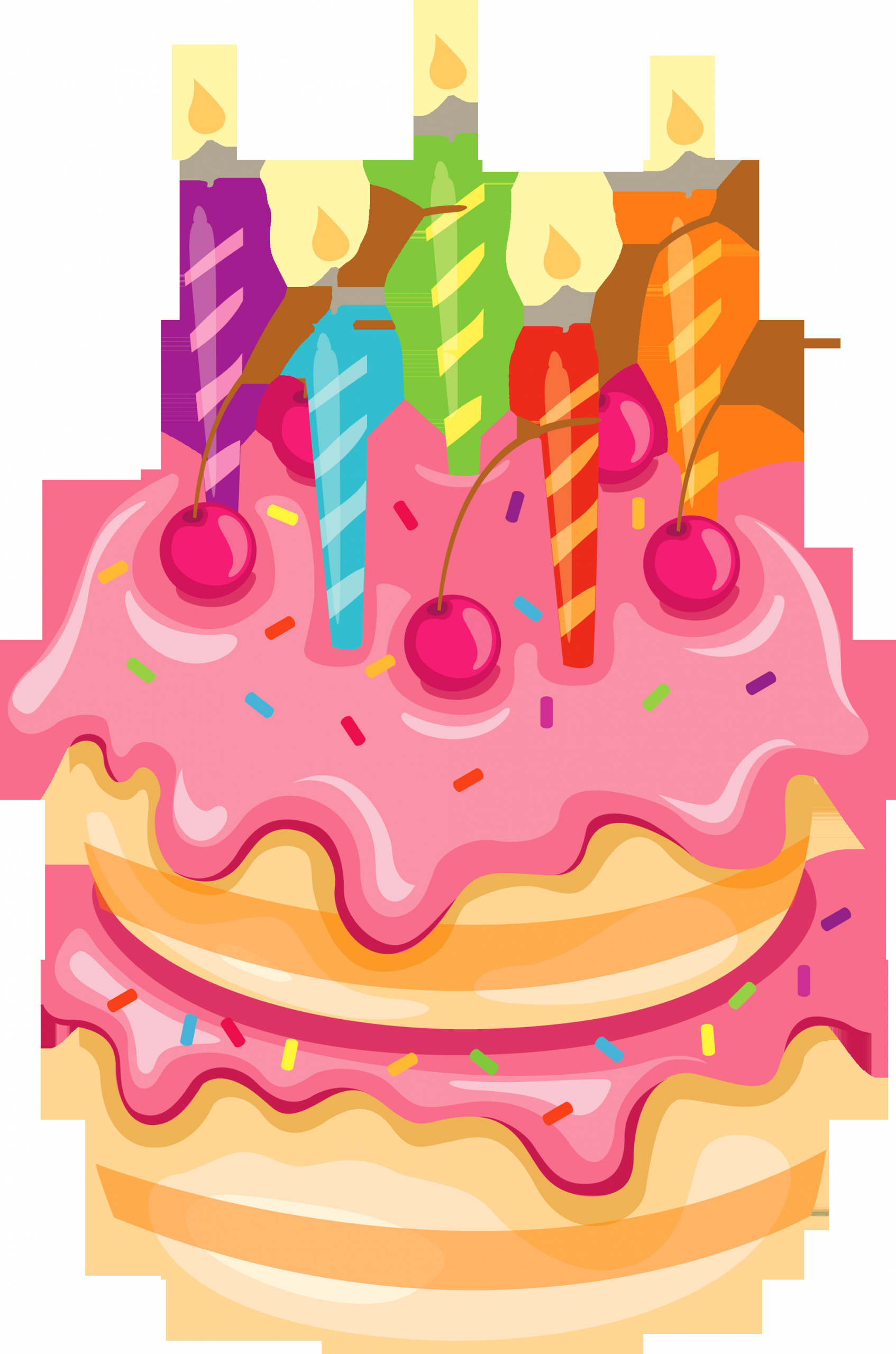 Birthday Cake Graphic
 Pink Cake with Candles PNG Clipart