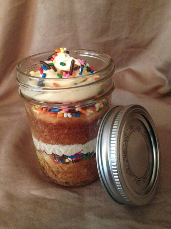 Birthday Cake In A Jar
 Birthday Cake Vanilla Cupcake in a Jar Package of Three or