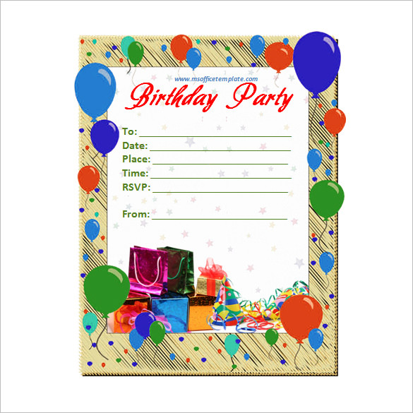 Birthday Card Invitation Templates
 50 Microsoft Invitation Templates – Free Samples