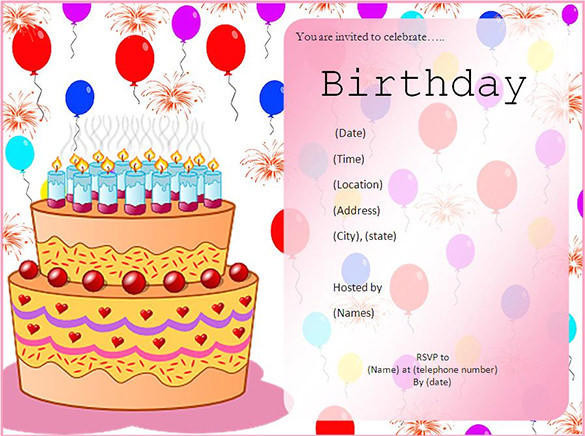 Birthday Card Invitation Templates
 50 Microsoft Invitation Templates Free Samples