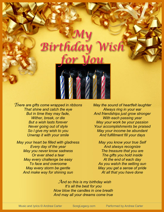 Birthday Day Wishes
 My Birthday Wish For You Original birthday wishes song