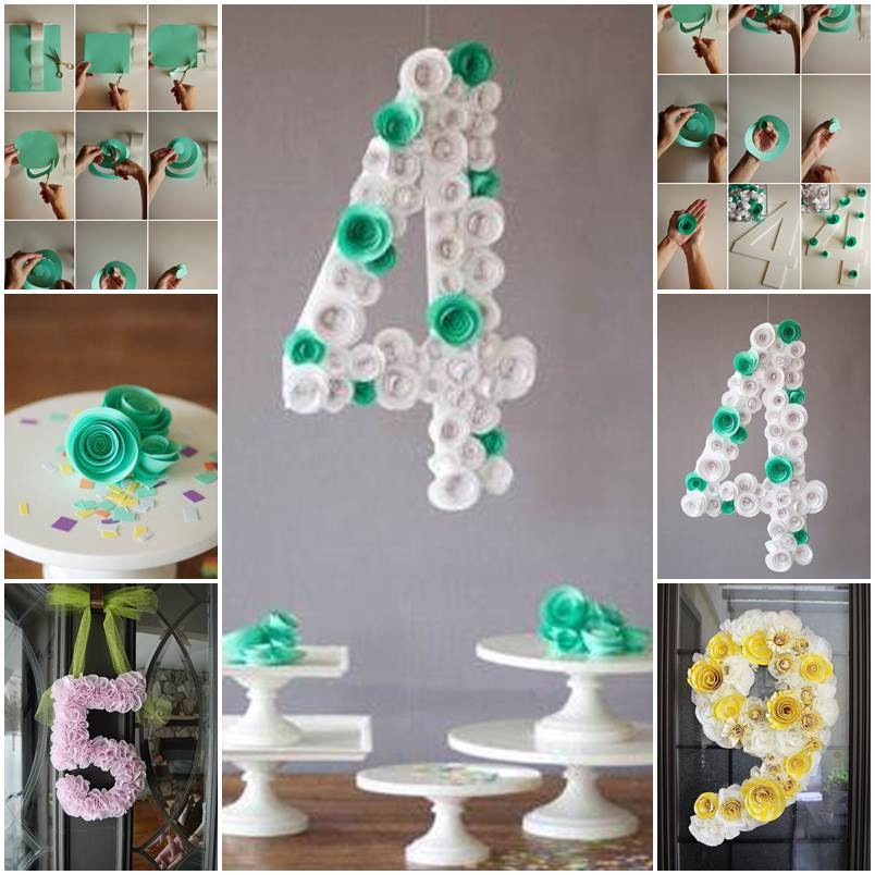 Birthday Decorations Diy
 DIY Spiral Flower Number Party Decoration