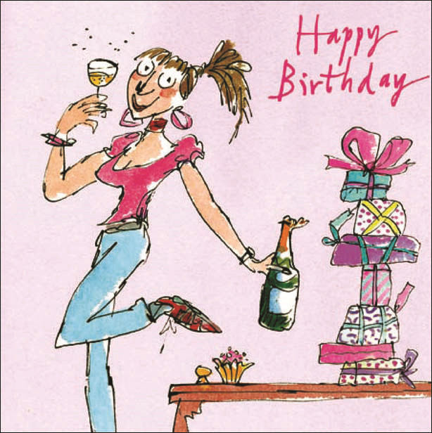 Birthday Funny Card
 Quentin Blake Female Happy Birthday Greeting Card Square