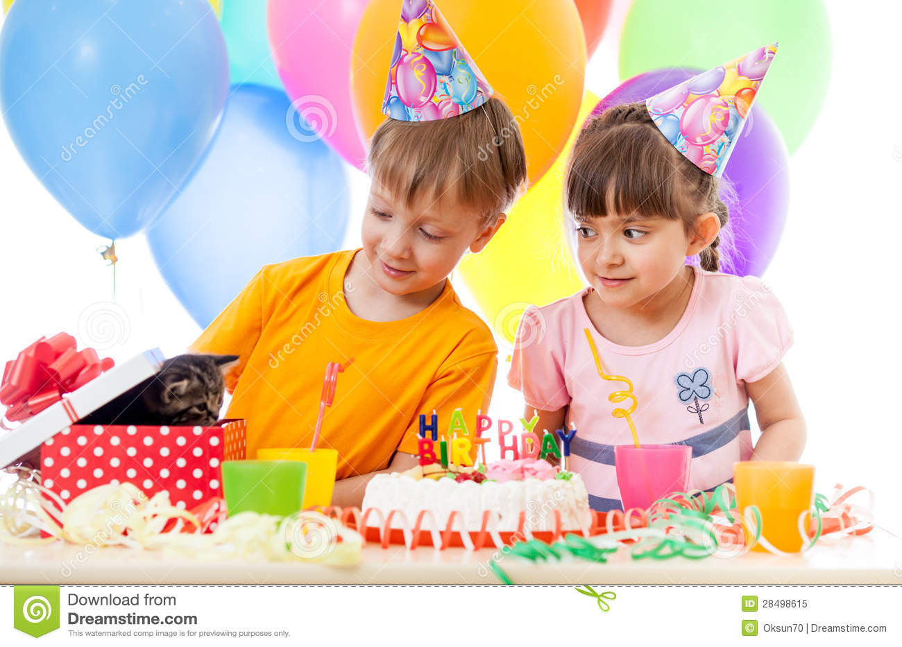 Birthday Gift For Child
 Adorable Children Celebrating Birthday Party And Opening