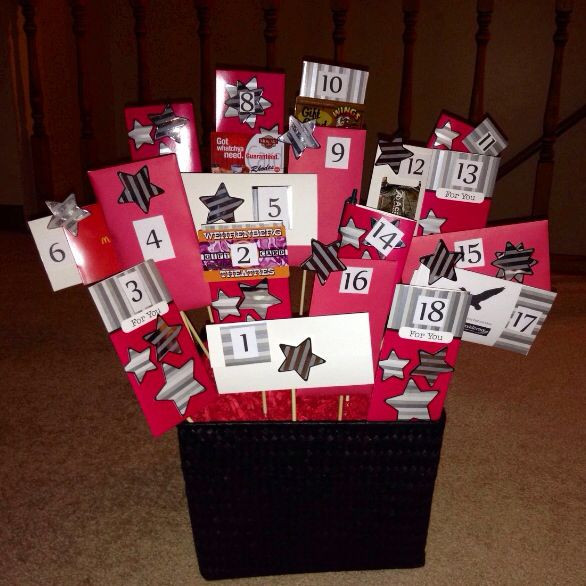 Birthday Gift Ideas For 18 Year Old Daughter
 This is a 18th Birthday Basket filled with 18 envelopes
