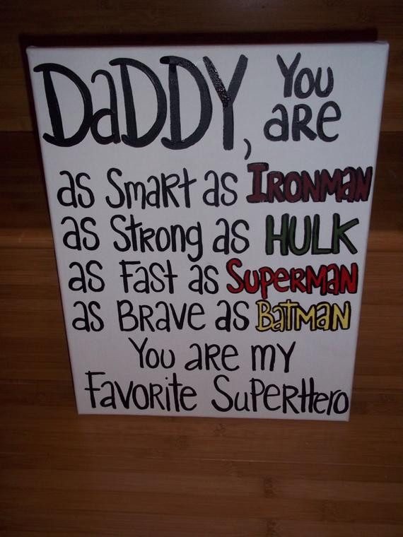Birthday Gifts For Dad
 Items similar to Superhero hand painted canvas for DAD on Etsy